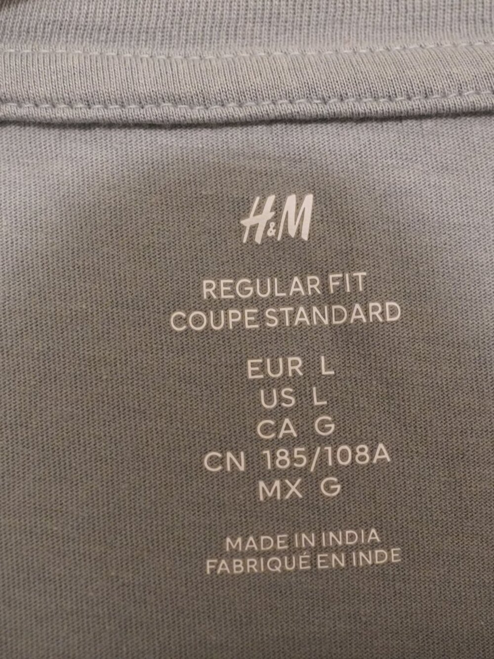 H&M Blue Gray Crewneck T-Shirt Men’s Large Regular Fit Basic Tee - Picture 2 of 3